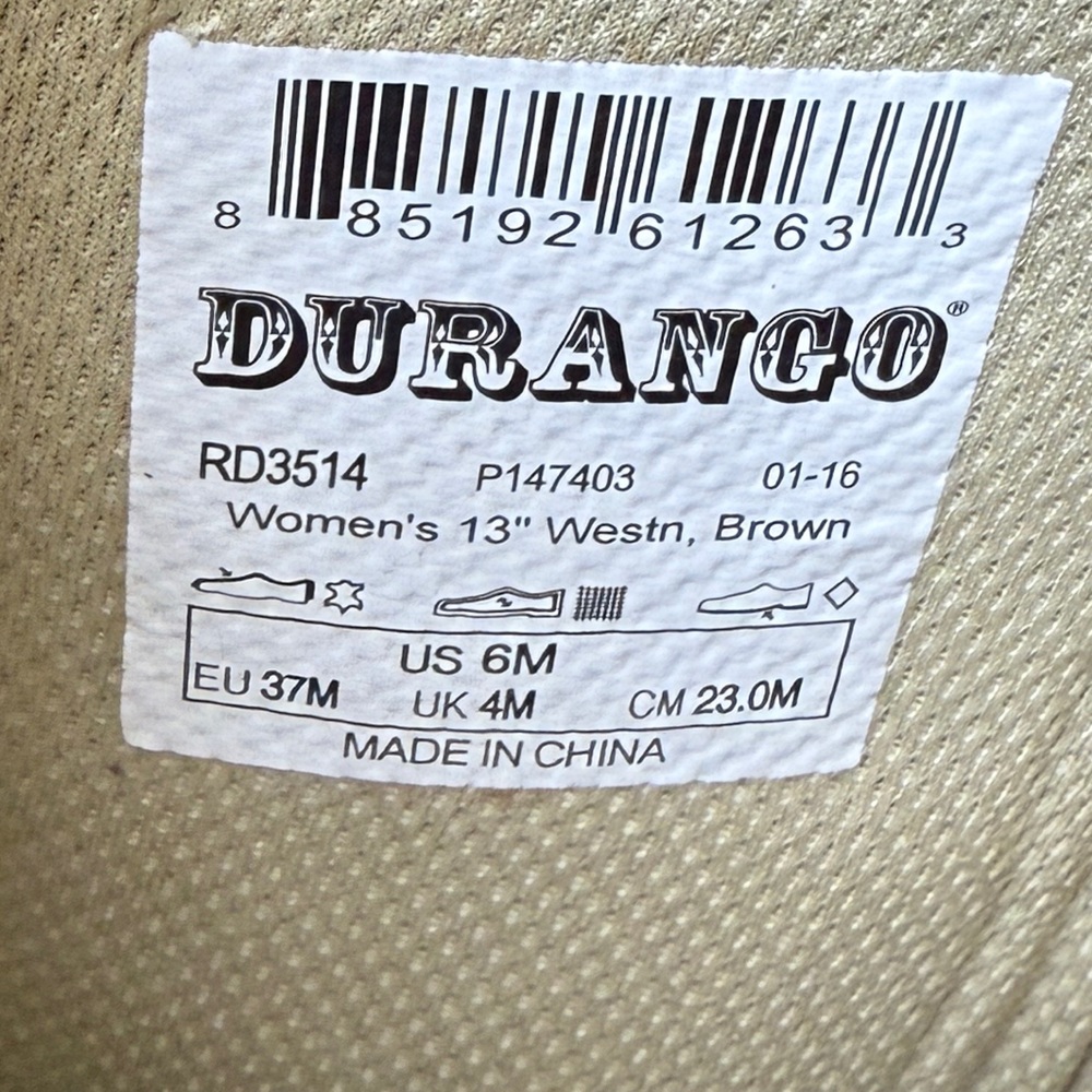 Durango Crush Jealousy Western Cowboy Boot in Tan Brown Women’s Size 6 - Picture 10 of 15